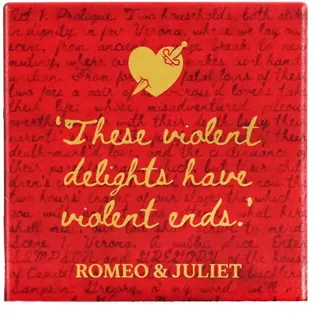 Half Moon Bay Violent Delights Violent Ends Shakespeare Romeo & Juliet 10,2 cm, quadratisch, Keramik, Steingut, Einzelgetränke-Untersetzer, Rot und Gold