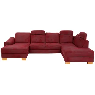 Home Affaire Wohnlandschaft HOME AFFAIRE "Dundee U-Form", rot (bordeaux), B:338cm H:86cm T:219cm, Luxus-Microfaser Florence (100% Polyester), Sofas, Wohnlandschaft, wahlweise mit Kopfteilverstellung und zusätzlich mit Bettfunktion