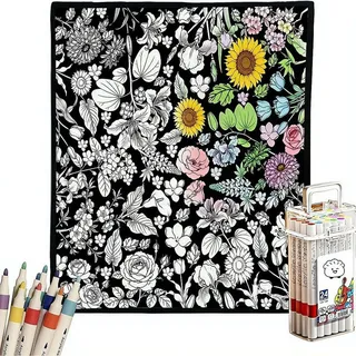 DIY Maldecke mit 24 Farbmarkern, Maldecke für Erwachsene, 127,7 x 152,4 cm, waschbare DIY-Maldecken, bemalter flauschiger Samt, kreative Farbe in Decken, Geschenke für Familie