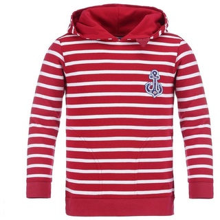 modAS Kapuzenshirt Kinder Kapuzenpullover Streifen Anker - Gestreiftes Shirt mit Taschen rot 164