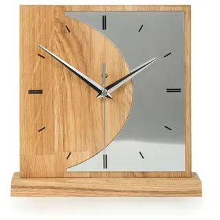 Kreative Feder Standuhr Designer-STANDUHR „Silvermoon“ aus Massivholz, ohne Ticken; Funk- oder Quarzuhrwerk; elegant, außergewöhnlich, modern goldfarben
