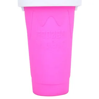 Durstlöschender Silikon-smoothiebecher Für Den Sommer, Mit Eiswürfelfunktion, Trendigem Taschenformat, Schnell Kühlend, Rosarot, 400 Ml