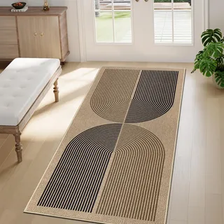 Capslpad Fußmatte außen und Innen 60 x 150 cm, Jute Aussehen rutschfeste Schmutzfangmatte Dünne Türmatte, Waschbar Fussmatte Aussen für Haustür, Eingangsbereich, Balkon