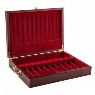 KQFCAZRE Besteckkasten mit Samtfutter klassisch Silberbesteck-Schatulle verschließbar Besteckkasten mit Deckel für Anrichte, 39x29x8cm