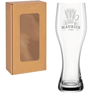 laser-diele Leonardo Weizenglas mit Gravur - Ideales Vatertagsgeschenk für Papa - 0,5l - Personalisiertes Bierglas mit Gravur - Weizenbierglas - Weizenähre