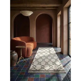 KADIMA DESIGN Berber Monochrom Kurzflorteppich 80 x 230 cm Weiß