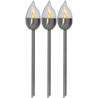 Star Trading LED Solar Fackel Olympus 3er Set silber
