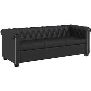 vidaXL Chesterfield Sofa Kunstleder 3-Sitzer Schwarz