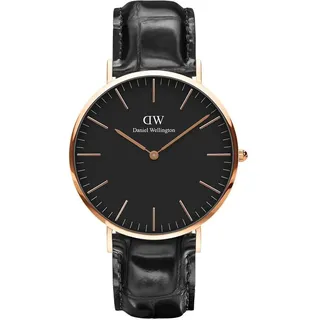 Daniel Wellington Classic Reading, Schwarz/Roségold Uhr, 40mm, Leder, für Herren