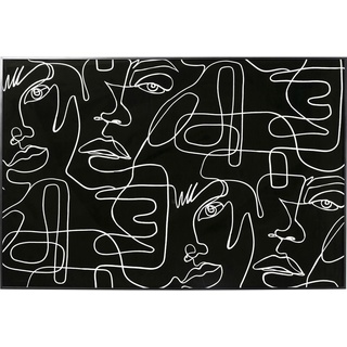 Kare Design Bild mit Rahmen Faccia Arte Drawing Schwarz/Weiß, Wanddekoration, Glasbild, Bilddruck auf Papier, 100x150x3,5cm