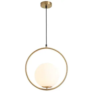 KCO Lighting Globe-Pendelleuchte, goldene Industrie-Hängelampe mit Milchglas-Kugelschirm, verstellbare Hängeleuchte für Kücheninsel, Esszimmer (13,8 Zoll)