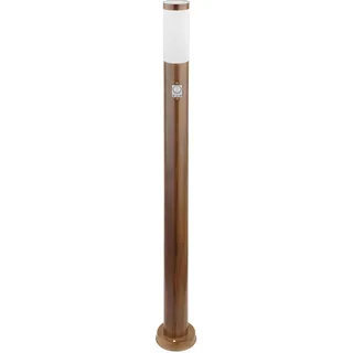 Pollerleuchte mit Bewegungsmelder Außenlampe Standleuchte IP44 Gartenlampe Holzoptik, Wetterfest, modern, Edelstahl opal braun, 1x E27 Fassung, DxH 12,7x110cm
