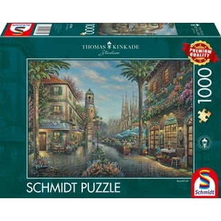 Schmidt Spiele 58780 Thomas Kinkade, Spanisches Straßencafé, 1000 Teile Puzzle, bunt