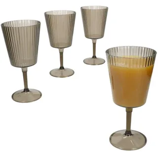 MamboCat Weinglas 4x ToGo Kunststoff-Weingläser grau 350 ml Camping Geschirr Outdoor, Kunststoff grau