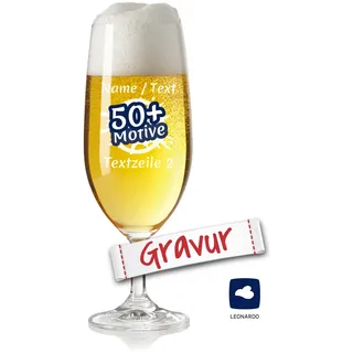 LEONARDO Bierglas mit Gravur personalisiert/Namen, Pilstulpe/Pilsglas graviert als Geschenk zum Geburtstag Vatertag Jahrestag Oktoberfest (DAILY, 360 ml)