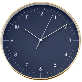 LUUK LIFESTYLE Moderne Quarz Wanduhr, Geräuschlos, 31cm, Dunkelblau | minimalistisches und nordisches Design, Geschenk und Deko für Wohnzimmer, Küche, Esszimmer, Geschenk für Einzug