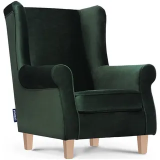 Konsimo Ohrensessel Miles Velours 82 x 105 x 97 cm Grün