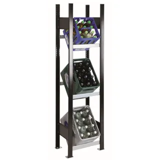 SCHULTE Regalwelt Getränkekistenregal 180 x 46 x 30 cm Schwarz-Silber