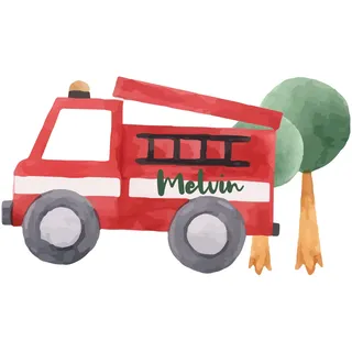 GRAZDesign Wandtattoo Feuerwehr Auto Kinderzimmer Junge Babyzimmer, Feuerwehrauto personalisiert mit Name Sticker Fahrzeuge selbstklebend Coole Geschenke Kinder BxH 70x40cm