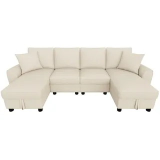 Flieks Wohnlandschaft, Beige, Textil, 280x84x137 cm, Wohnzimmer, Sofas & Couches, Wohnlandschaften, Wohnlandschaft U-Form