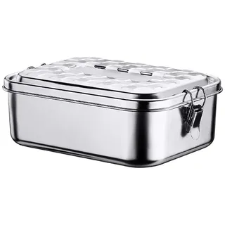 heresell 1000ml Edelstahl Brotdose Auslaufsicherer Box Lunchbox Mit Silikondichtring Und Verriegelungsclips, Ohne Plastik & BPA Metall Brotbox & Brotkasten Für Kinder & Erwachsene