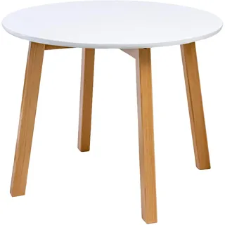POSNORD Couchtisch Rund Ø 60 cm Höhe 47.5 cm | Beistelltisch Couch Holz mit Buchenholzbeinen | Wohnzimmertisch Skandinavisch/Sofatisch | Couchtisch Weiß