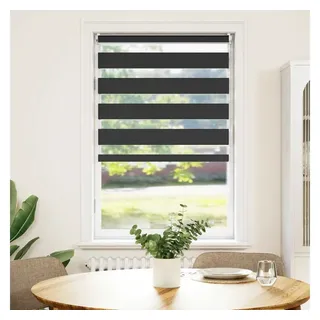 vidaXL Doppelrollo 90 x 150 cm schwarz