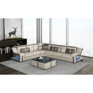 Ecksofa Sofa Couch Polster L-Form Wohnlandschaft Sitzgarnitur Sofas Garnituren - Braun
