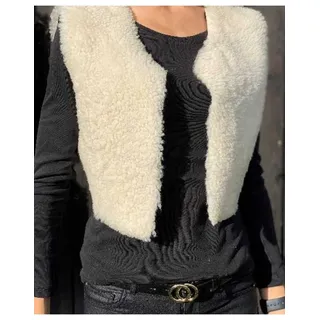 von hohenstein Fellweste Fell-Weste Ellen Shearling Lammfell creme weiß 42