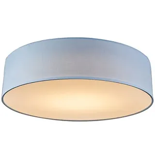 Qazqa led Modern Stoff Deckenleuchte, Deckenlampe - Drum Led - Blau, Rund, 2700K, warmweiß, Ideal als Bürolampe, Flur, Schlafzimmerlampe und Wohnzimmerlampe