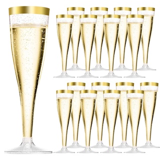 LStex 60 Stück Sektgläser Plastik mit Goldglitter Weingläser Set Geeignet für Hochzeitsfeiern und Geburtstage 150ml - Hergestellt aus hochwertigem, langlebigem Material