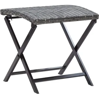 vidaXL Klapphocker Klappbar Hocker Gartenhocker Sitzhocker Gartenmöbel Rattanhocker Fußhocker Garten Terrasse Poly Rattan Grau 44x44x40cm