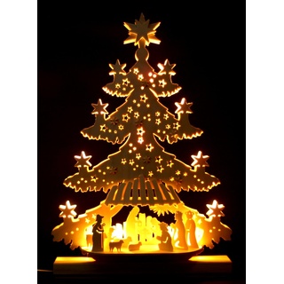 Schwibbogen LED Tanne 44x32cm Tannenbaum klein Christi Geburt vom Erzgebirge Fachhandel - Handwerkskunst aus dem Erzgebirge