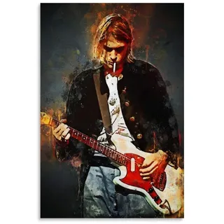 FANFF Kurt Cobain Poster Dekorative Malerei Leinwand Wandkunst Wohnzimmer Poster Schlafzimmer Gemälde 60 x 90 cm