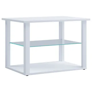 Couchtisch WANILO M - weiß - Glasboden - 65x45 cm