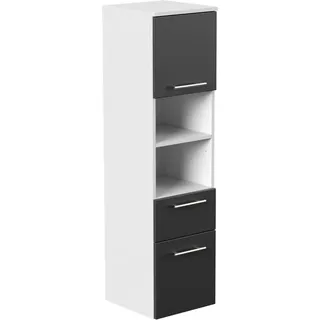 Hochschrank Santini 135cm Weiss Matt Mit Fronten In Schwarz