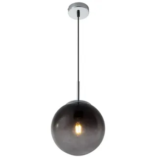 GLOBO LIGHTING LED Pendelleuchte, LED wechselbar, warmweiß, klein ausgefallene Glas-kugel Rauchglas hängend über Kücheninsel Ø20cm grau