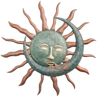 HLJS Sonne Mond Wanddeko, Metall Sonne Wanddeko Sonne Deko Wand 3D Wandkunst Für Garten Wohnzimmer Metal Wall Deko, 28CM (C)