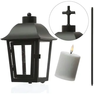 MARELIDA Laterne mit Mini LED Kerze mit 2 wechselbaren Spitzen/Erdspieß -...