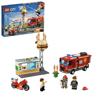 LEGO 60214 City Feuerwehreinsatz im Burger-Restaurant, Feuerwehr-Spielzeug ab 5 Jahre mit Feuerwehrauto und Geräten, Konstruktionsspielzeug