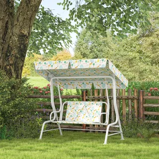Aiyaplay Hollywoodschaukel Für Kinder, Stahlrahmen, 2-sitzer, 60 Kg Belastbar, Weiß