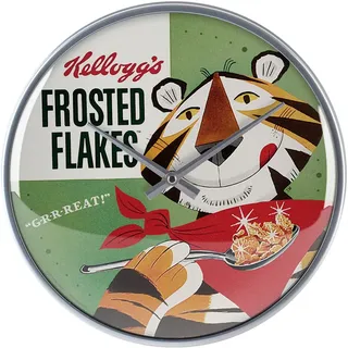 Nostalgic-Art Retro Wanduhr, Kellogg's Frosted Flakes Tony Tiger – Geschenk-Idee für die Küche, Große Küchenuhr, Vintage-Design zur Deko, Ø 31 cm