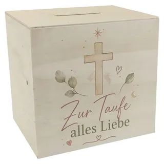 Spardose Holz Zur Taufe alles Liebe - christlich Sparschwein Mit Spruch: alles