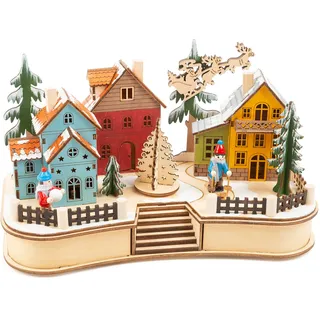 small foot Lampe Weihnachtsdorf aus Holz, Winterlandschaft mit Beleuchtung, Weihnachtsdeko, 11391
