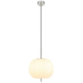 GLOBO LIGHTING Hängeleuchte BLACKY I, ohne Leuchtmittel, Hängelampe Glas opal DM 30cm Esszimmer Esstisch silberfarben