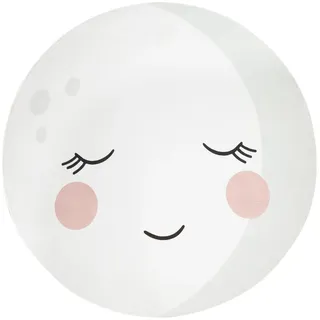 Paco Home Kinderteppich, Teppich Kinderzimmer Spielmatte Mond Motiv Creme, Weiß 80 cm, Rund