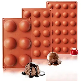 LuxusKollektion Silikonform Silikonform Halbkugel 3er Set, (1-tlg) braun
