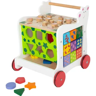 small foot 11841 Lauflernwagen Bär aus Holz, 4-seitiger Spielspaß, ab 1 Jahr, mehrfarbig
