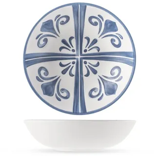 H&H Set – 6 tiefe Teller Azulejo aus Melamin, Ø 19 cm – Bruchsicher & Dekoratives Fliesendesign