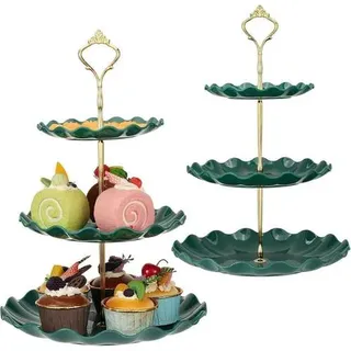 3-stöckiger Cupcake-Ständer Dunkelgrün Kunststoff Kuchenständer